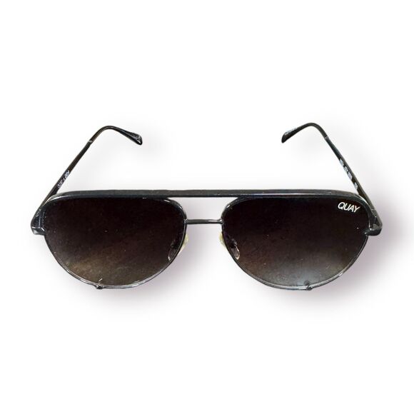 Quay High Key 126 Aviator Sunglasses Silver‎ Frame Gradient Brown Lenses - Picture 1 of 6